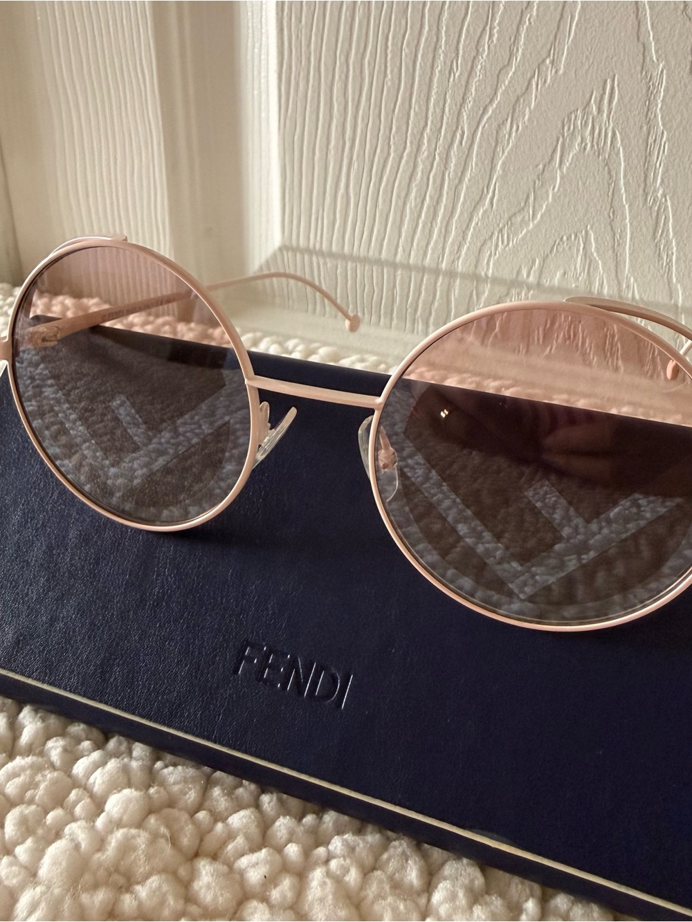 Fendi Rose Gold Round Metal Sunglasses